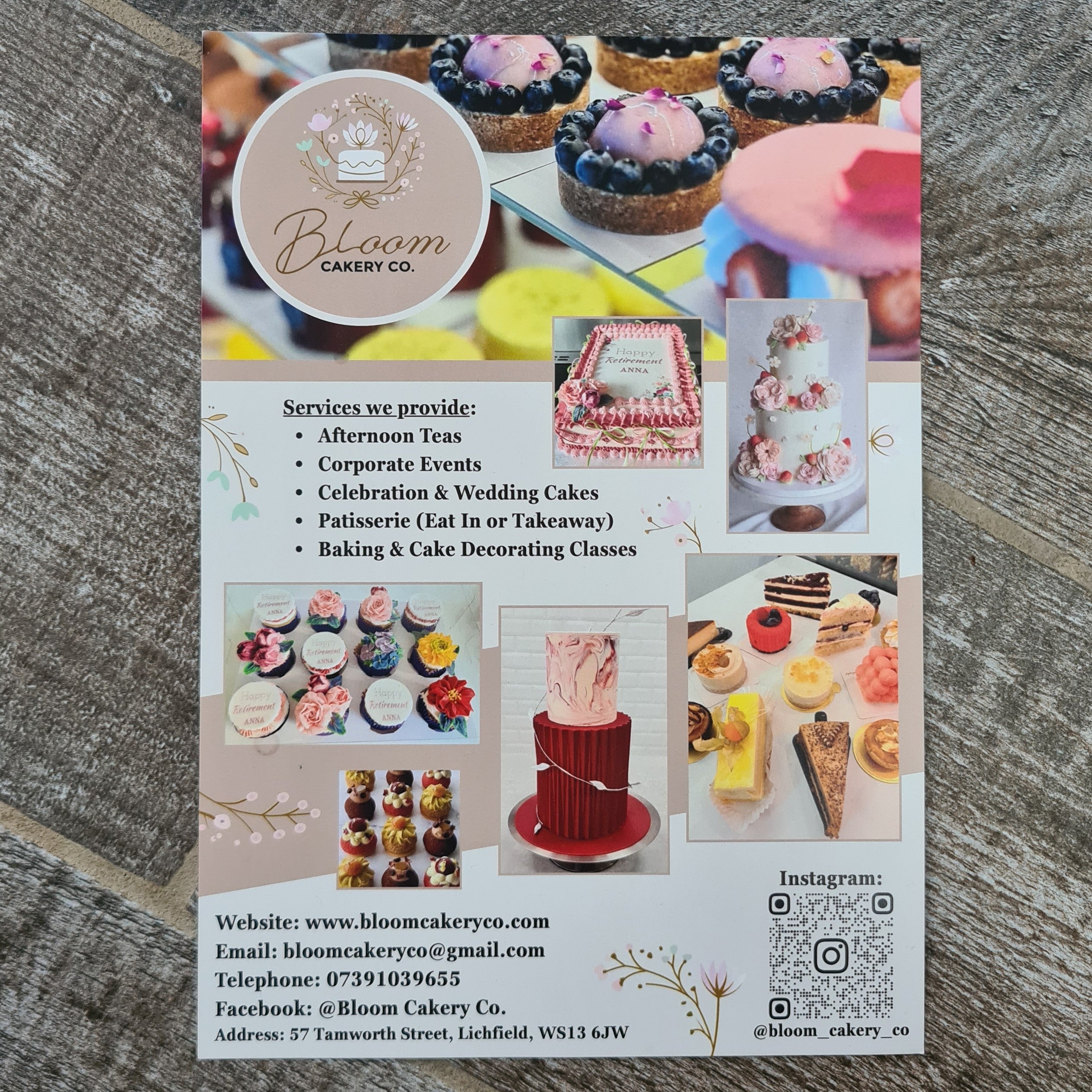 ALÈCLEE Designs - Bloom Cakery Co. Leaflet (Front)