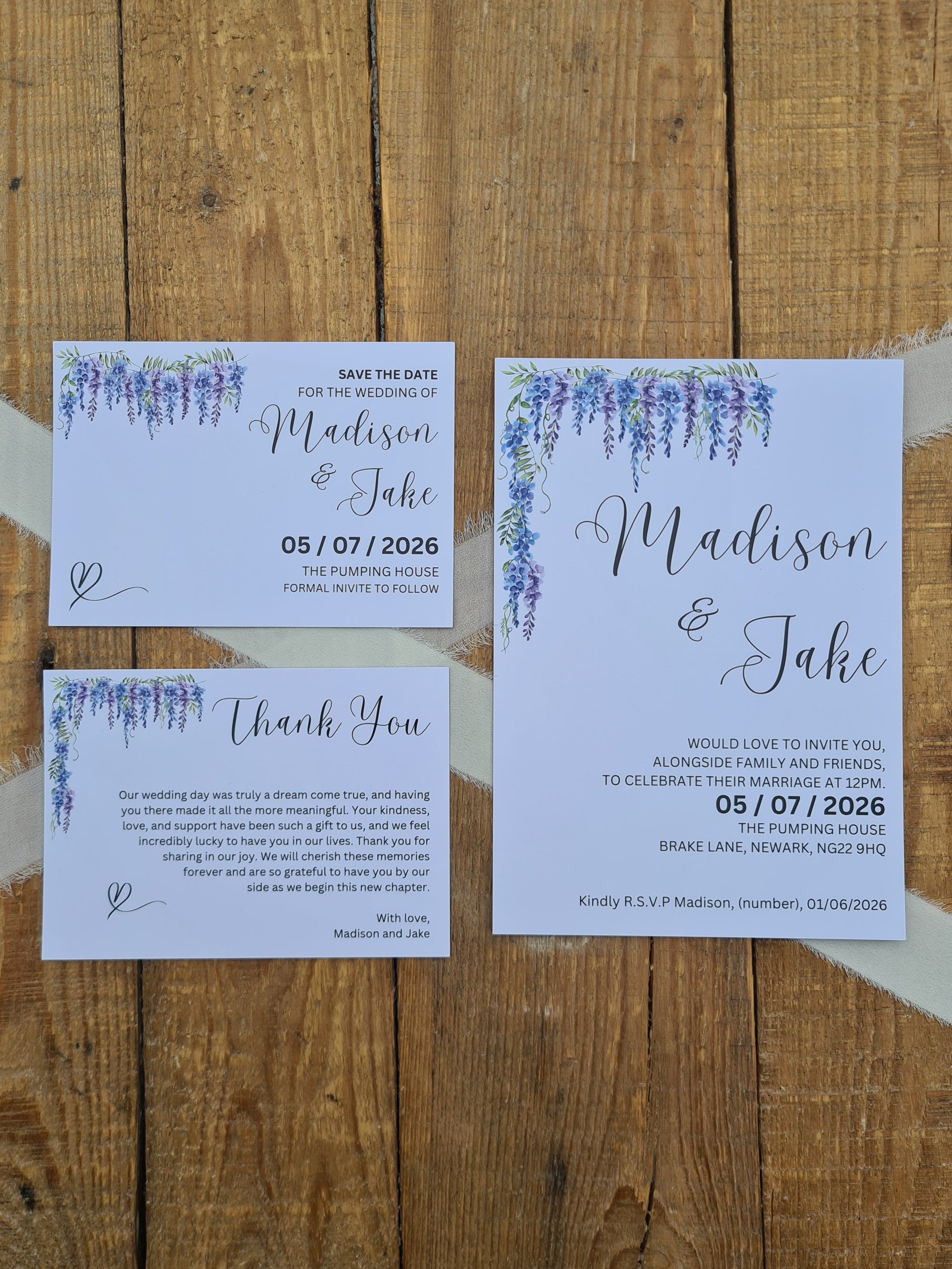 ALÈCLEE Designs - Lavender Wedding Stationery Collection. A refined collection featuring elegant lavender florals, flowing calligraphy, and clean modern typography. Perfect for couples drawn to soft colour palettes and understated sophistication, this design sets a graceful tone for a beautifully styled celebration.